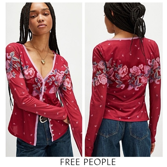 ♥️Ultra Soft & Pretty! FREE PEOPLE Home Grown Cardi Small Cardigan Shirt Nwt$80 - Picture 1 of 11